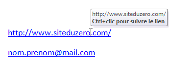 Les liens sont « contrôle-cliquables »