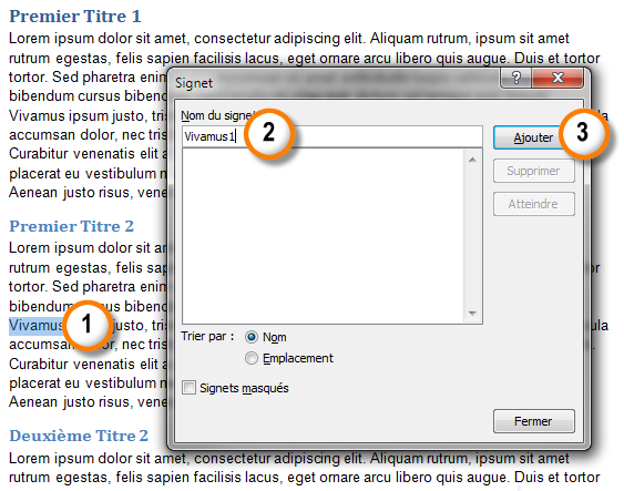 Définition d'un signet