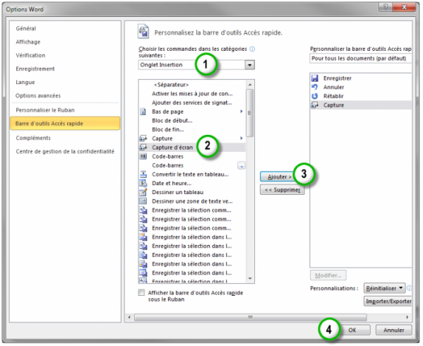 L'onglet Mes icônes contient deux groupes