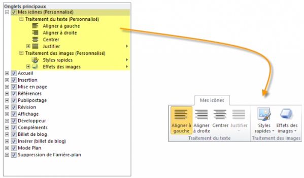 Le raccourci a été choisi