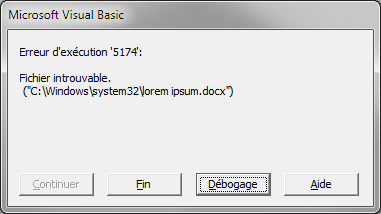 Le fichier spécifié est introuvable