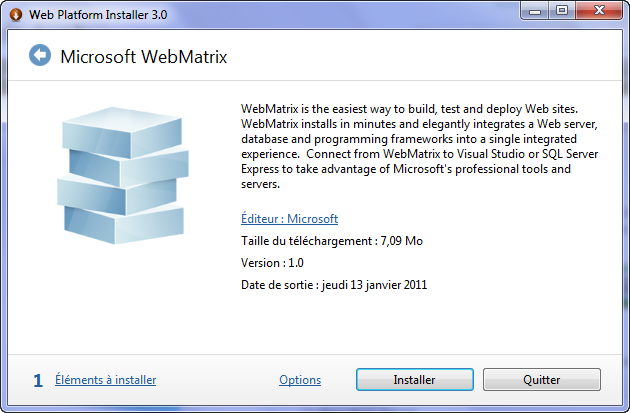 Installation de Webmatrix