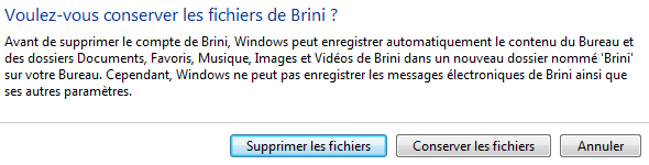 Conserver ou non les données de l'utilisateur