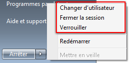 Boutons de changements de session