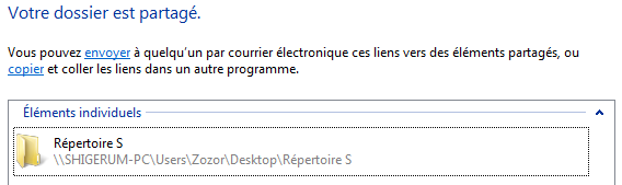 Votre dossier est partagé