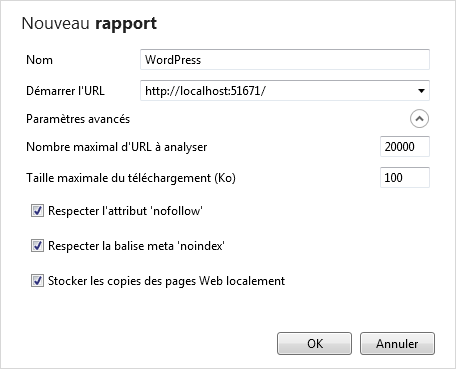 Lancement d'un rapport
