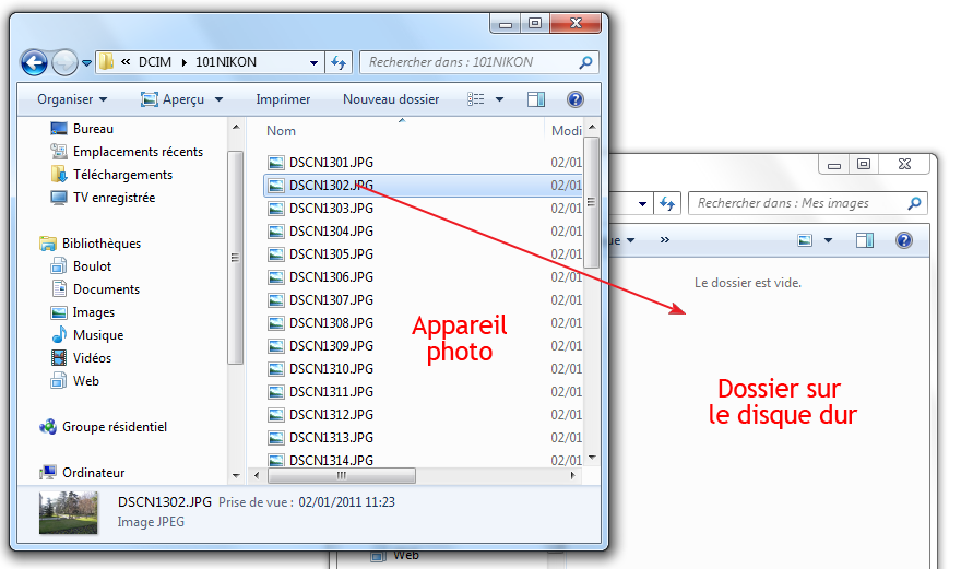 Glisser-déposer les photos