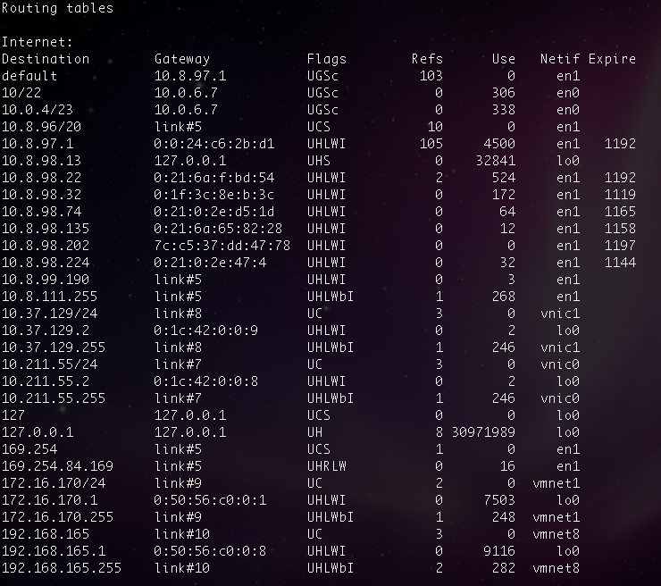 Table de routage Mac OS 2