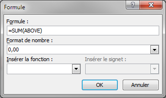 Cette formule calcule le super total