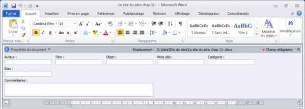Le panneau de documents