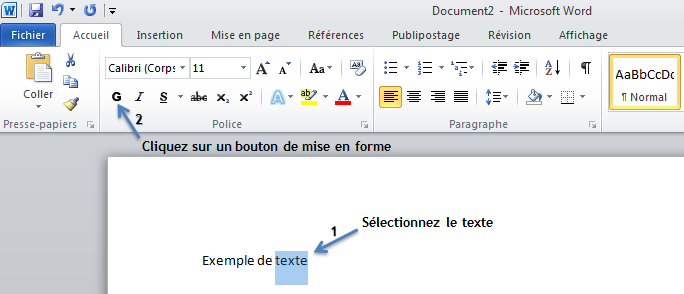 Mettre en gras du texte.