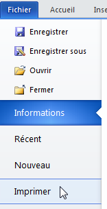 Fichier -> Imprimer.