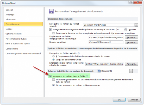 Les polices utilisées seront incorporées au document
