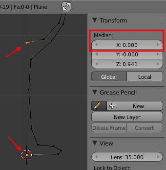 Le premier et le dernier point doivent être sur l'axe des z