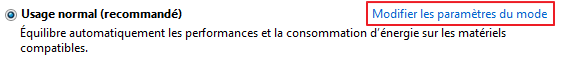 Modifier les paramètres du mode
