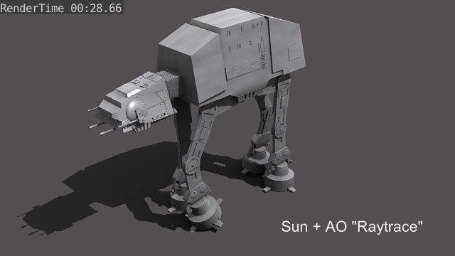 Éclairage Sun et Ambient Occlusion, option Raytrace