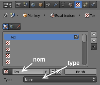 Détail du menu Texture