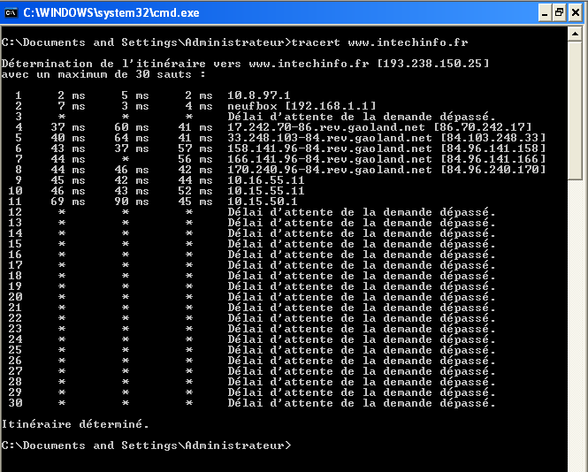 tracert www.intechinfo.fr