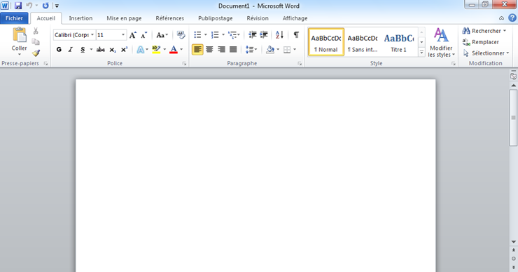 Interface de Word.