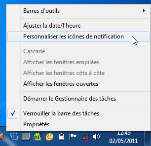 Personnaliser la zone de notification