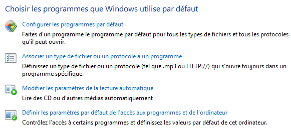 Programmes par défaut