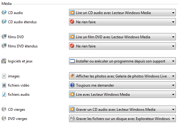 Paramètres de la lecture automatique