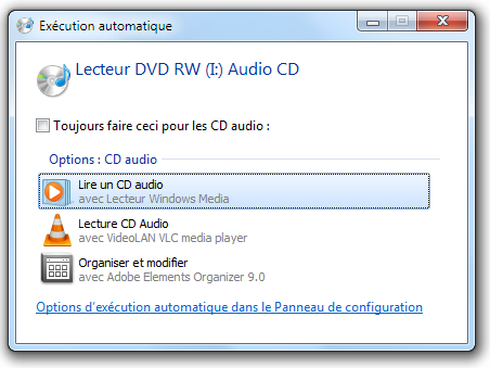 Lecture automatique d'un CD