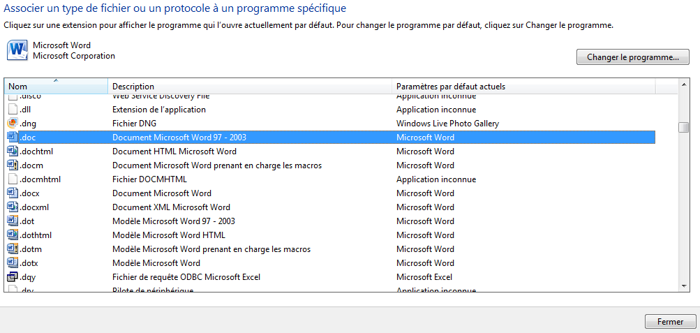 Associer un logiciel à une extension donnée