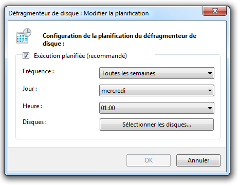 Planifier une défragmentation