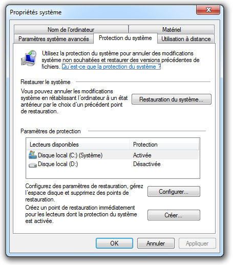 Point de restauration