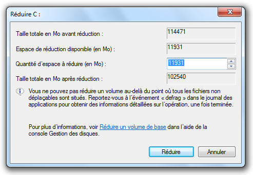 Choix de la taille de réduction