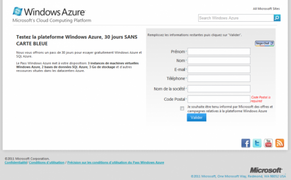 Inscription Azure 1