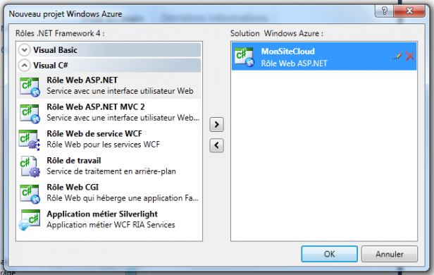 Nouveau projet Windows Azure