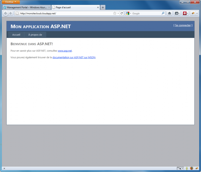Site hébergé sur Azure