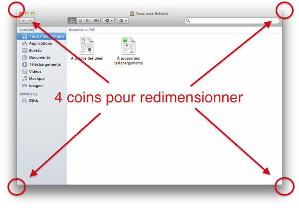 Utilisez les 4 coins de la fenêtre pour redimensionner celle-ci
