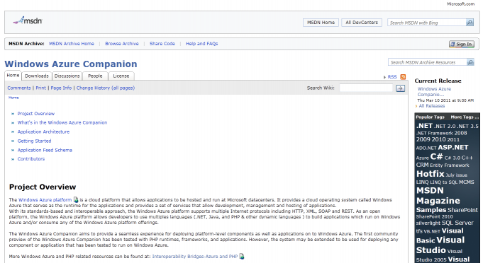 Site du projet Windows Azure Companion