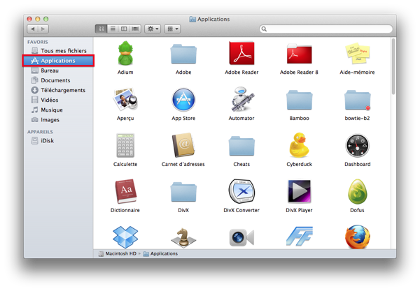 Le dossier Applications