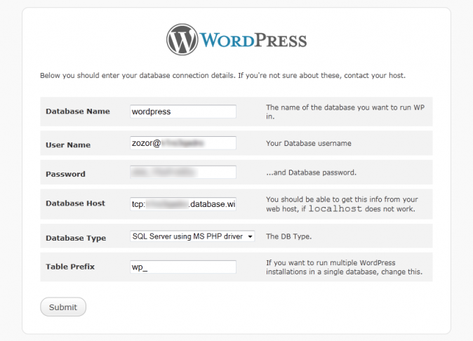 Connexion à la base de données