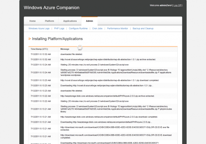 Installation de Wordpress avec Windows Azure Companion