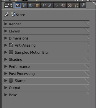 Tous les onglets du menu Render repliés… on y voit plus clair !