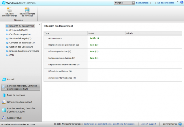 Plateforme Azure : Services hébergés et comptes de stockage