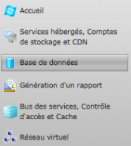 Plateforme Windows Azure - Menu Base de Données