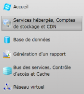 Plateforme Azure - Menu Services hébergés et comptes de stockage