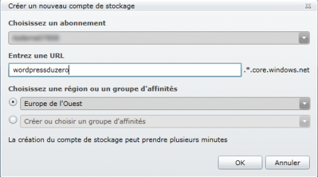 Créer un compte de stockage