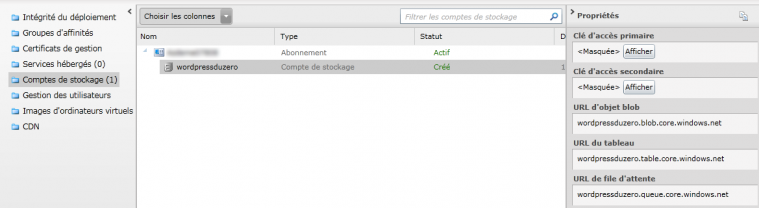 Affichage des comptes de stockage Azure