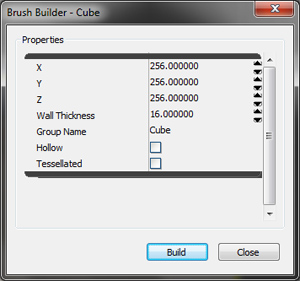 Options de création d'un cube