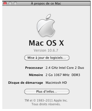 Quelques informations à propos du Mac
