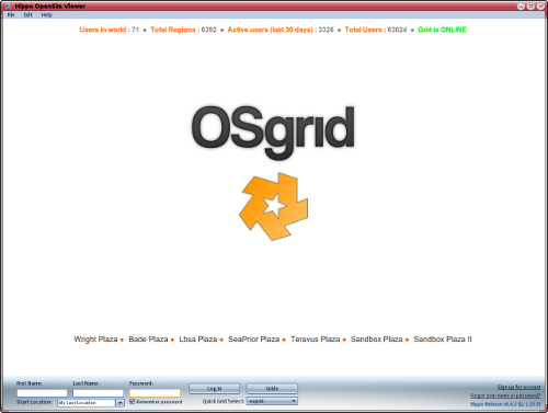 Page d’accueil d’Osgrid