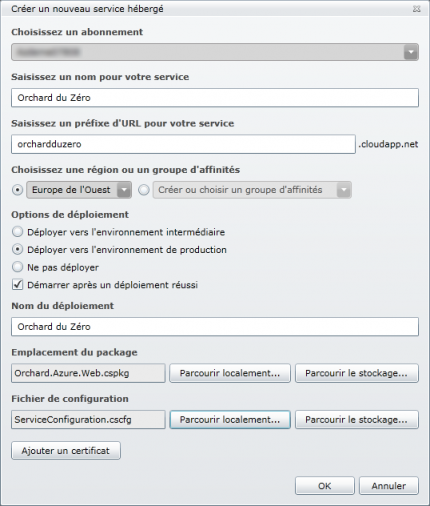 Déployer Orchard sur Windows Azure