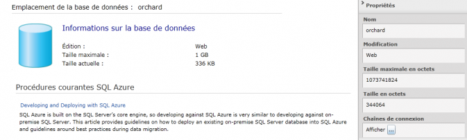 Informations sur la base de données